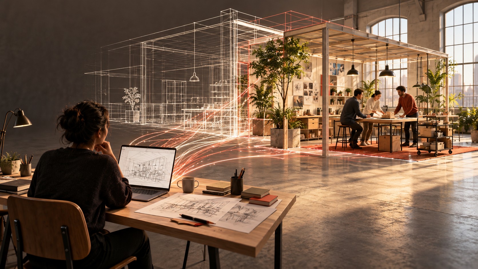 A founder’s digital plans becoming a working studio with people collaborating