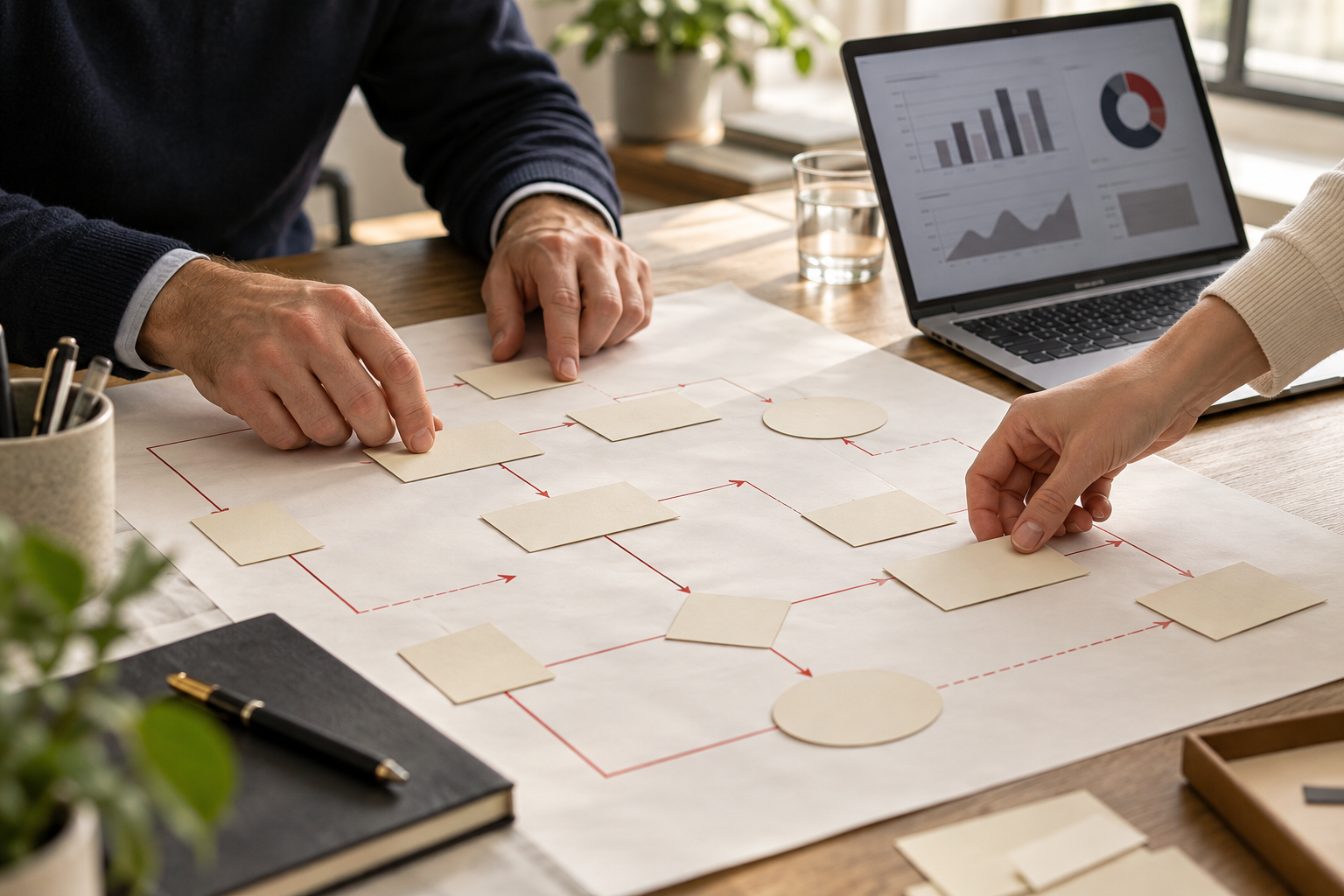 Mapping a workflow with process cards and operational data
